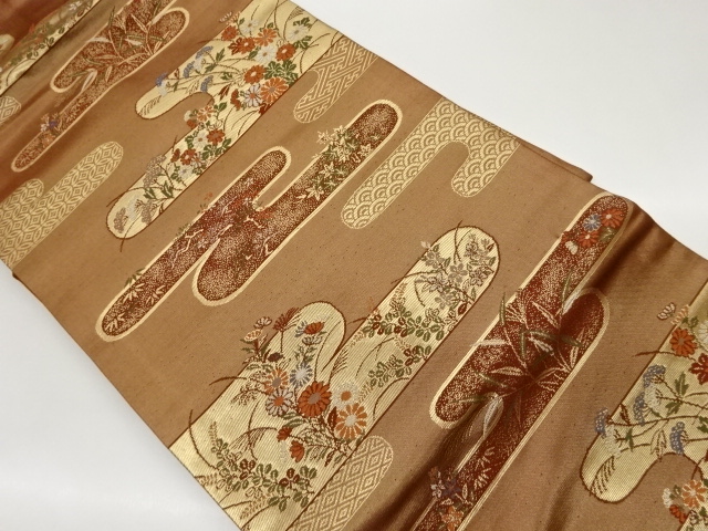 JAPANESE NAGOYA OBI / WOVEN FOLDING FAN PATTERN